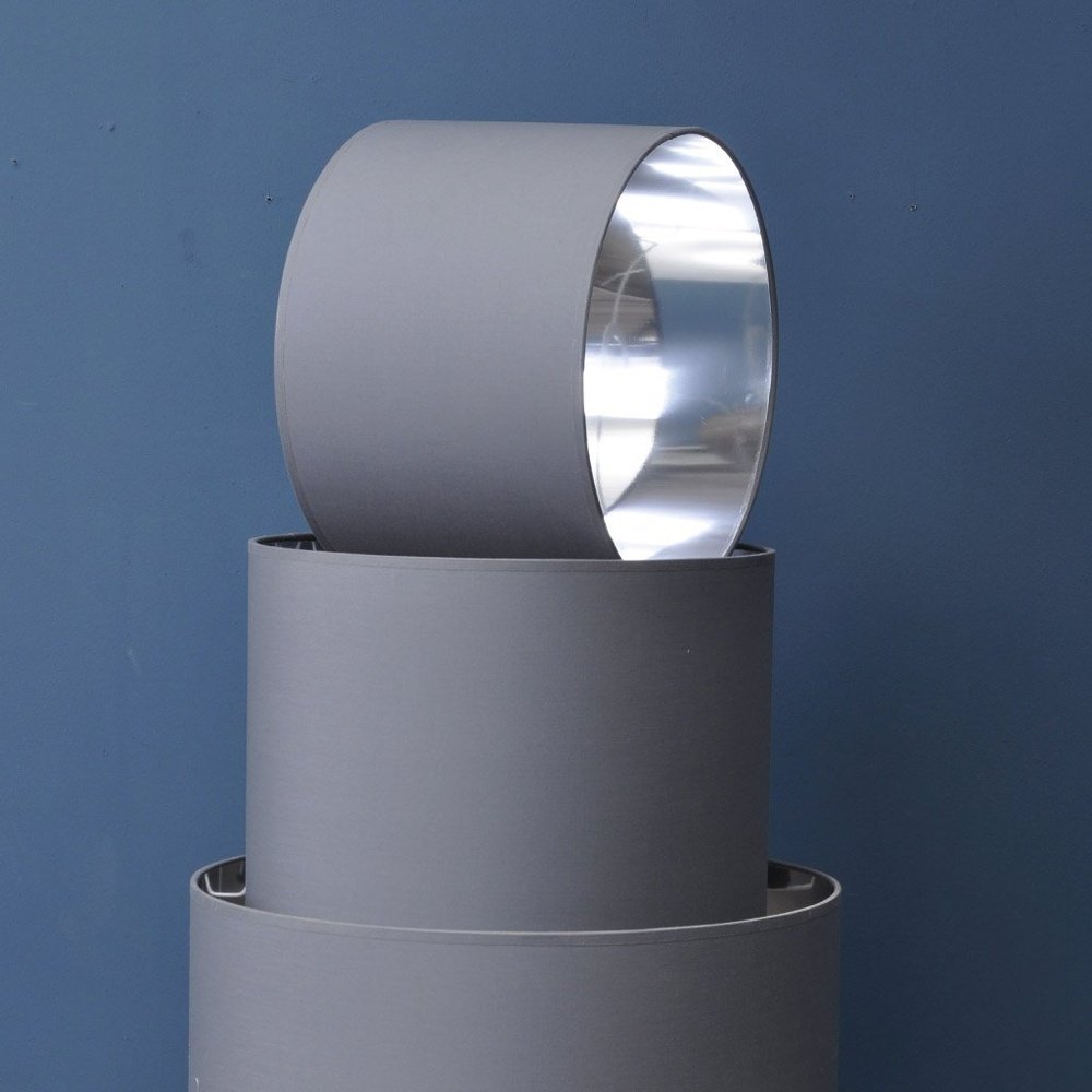 Product photograph of Libra Interiors Lined Drum 14 Lampshade Grey And Silver from Olivia's.