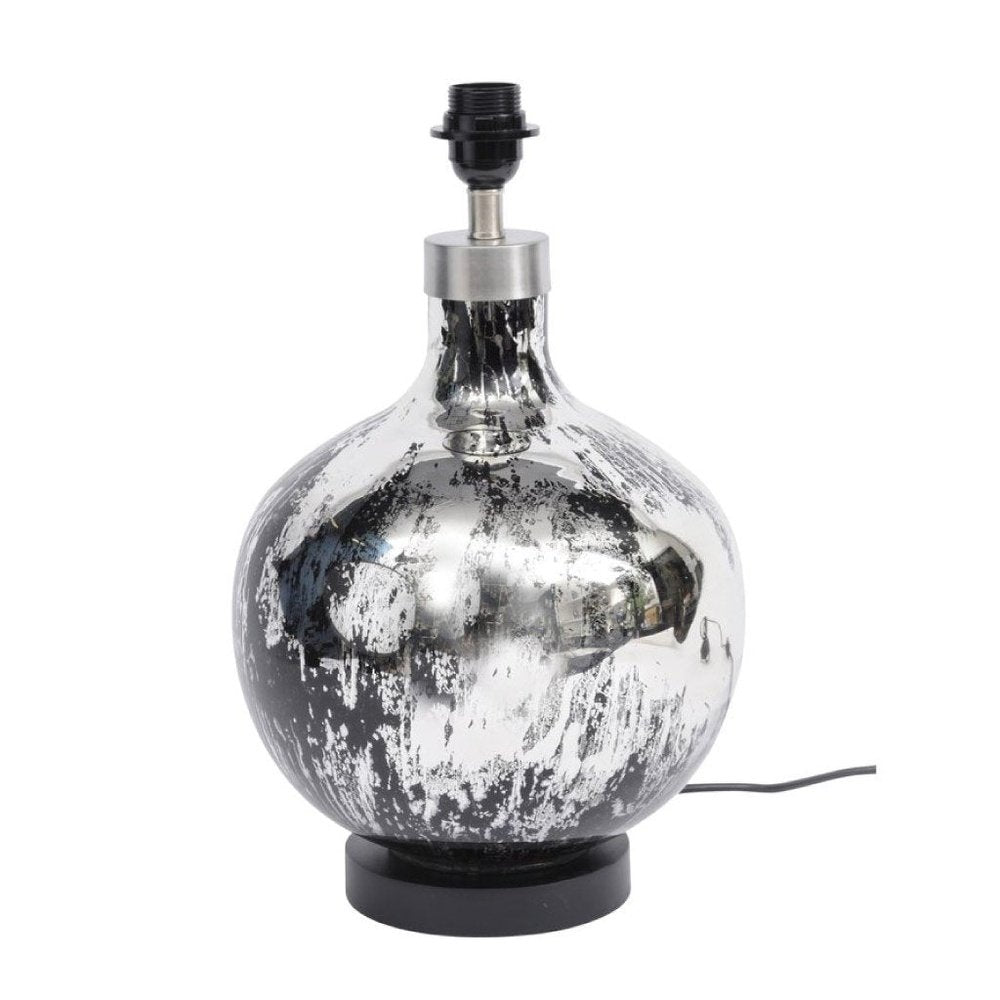 Product photograph of Libra Silver And Black Antique Table Lamp Base Only - E27 60w 16 Shade Outlet from Olivia's