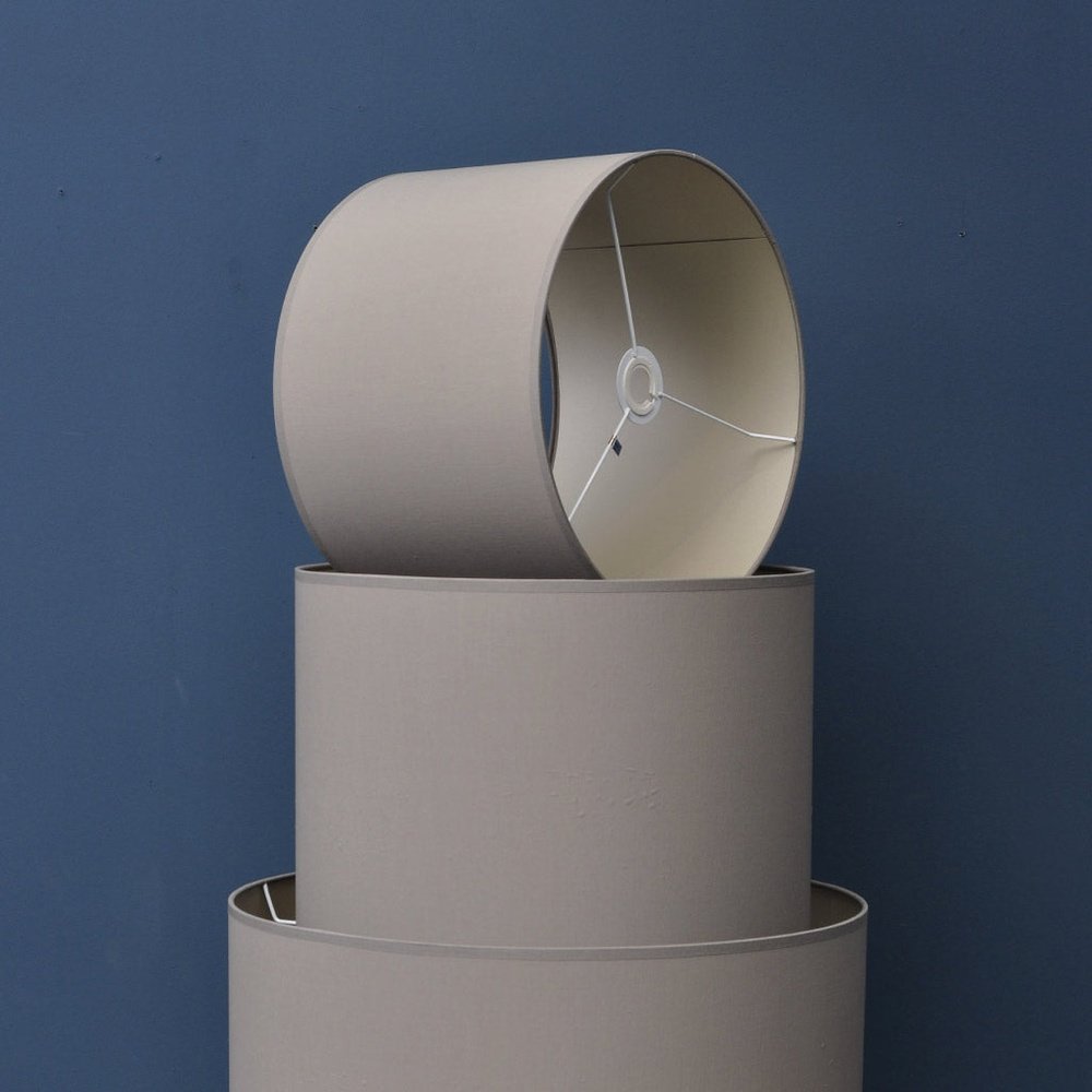 Product photograph of Libra Interiors Lined Drum 14 Lampshade Taupe And Champagne from Olivia's.