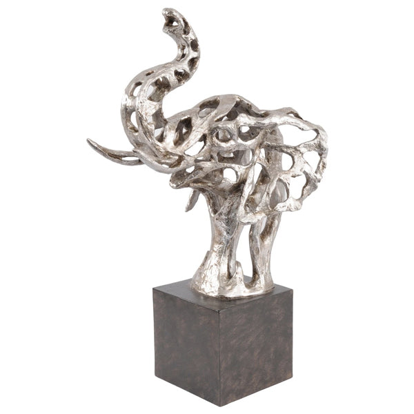 Libra Addo Abstract Elephant Head Sculpture Silver Resin