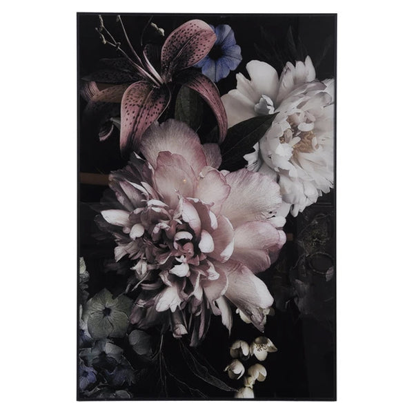 Product photograph of Libra Midnight Mayfair Collection - Floral Glass Wall Art from Olivia's
