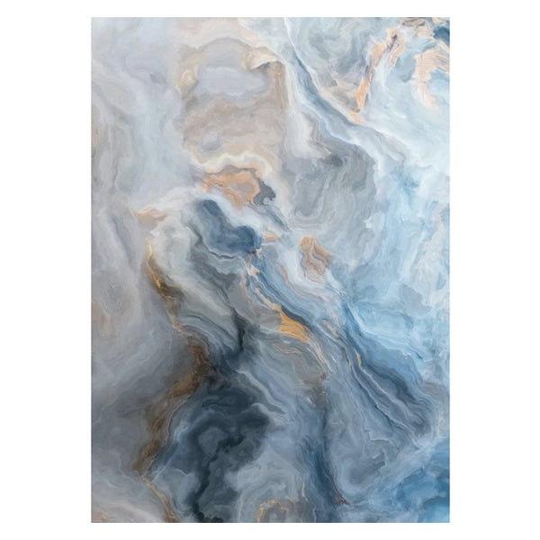 Product photograph of Libra Calm Neutral Collection - Marble Effect Glass Wall Art Blue And Gold from Olivia's.