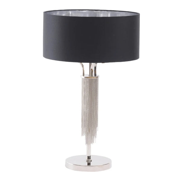 Product photograph of Libra Interiors Langan Table Lamp In With Black Shade Nickel from Olivia's