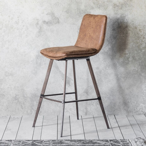 Gallery Direct 2x Palmer Brown Leather Bar Stool