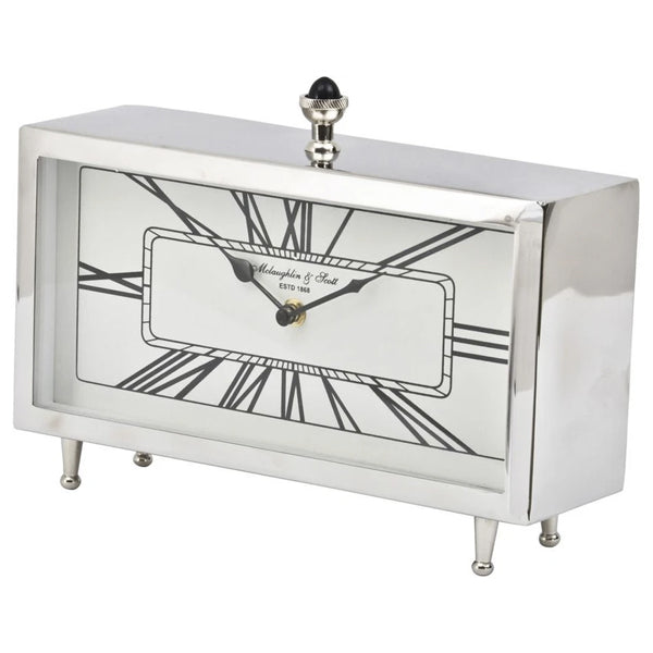 Product photograph of Libra Interiors Nebolo Rectangular Table Clock Nickel from Olivia's