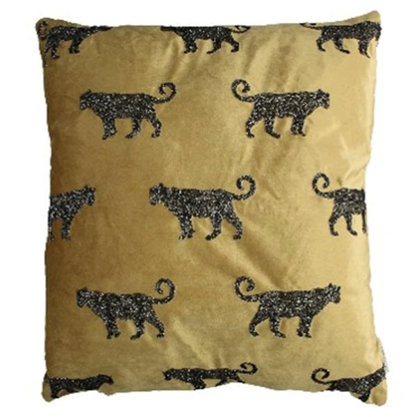 Libra Safari Leopard Cushion Cover Gold Velvet Outlet