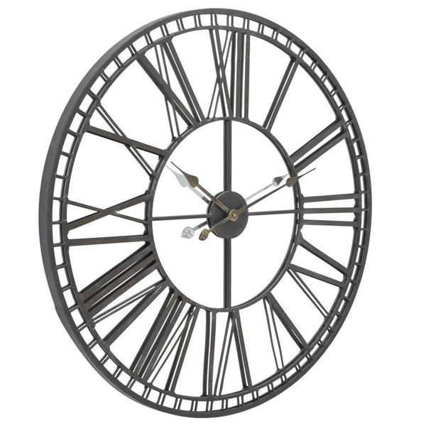 Product photograph of Libra Skeleton Mirror Wall Clock In Black from Olivia's