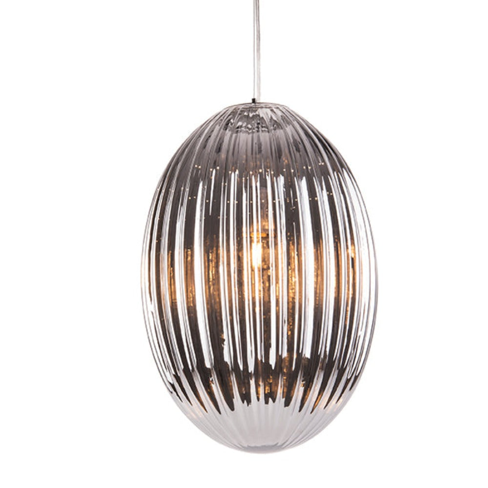 Leitmotiv Glass Oval Pendant Lamp In Smokey Grey