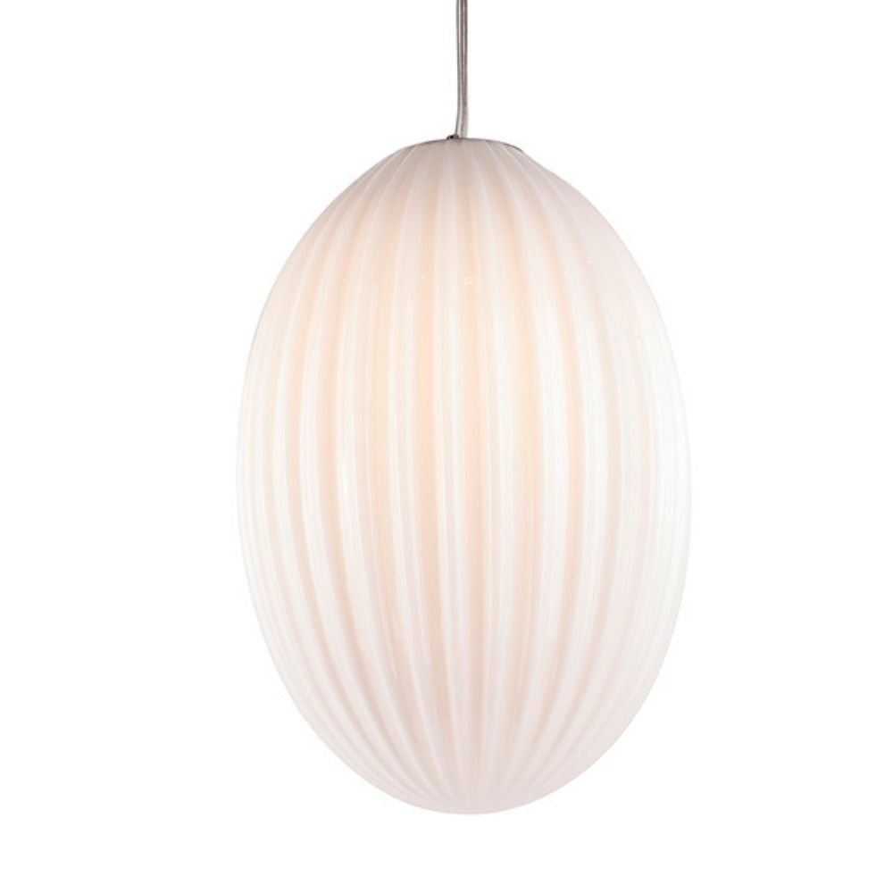 Leitmotiv Oval Large Glass Pendant Lamp In Opal White