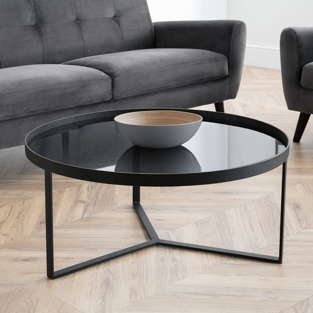 Product photograph of Olivia S Lowe Coffee Table In Smoked Glass from Olivia's