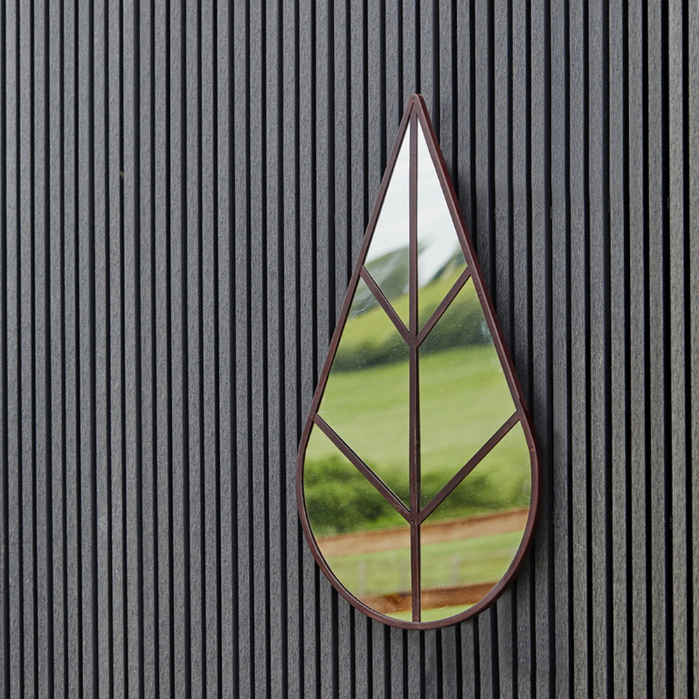 Product photograph of Ivyline Leaf Outdoor Mirror Natural Rust from Olivia's.