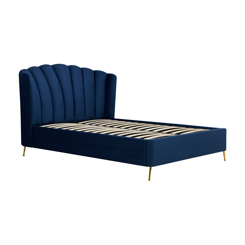 Product photograph of Olivia S Lucy Fabric Ottoman Bed In Midnight Blue Kingsize from Olivia's.