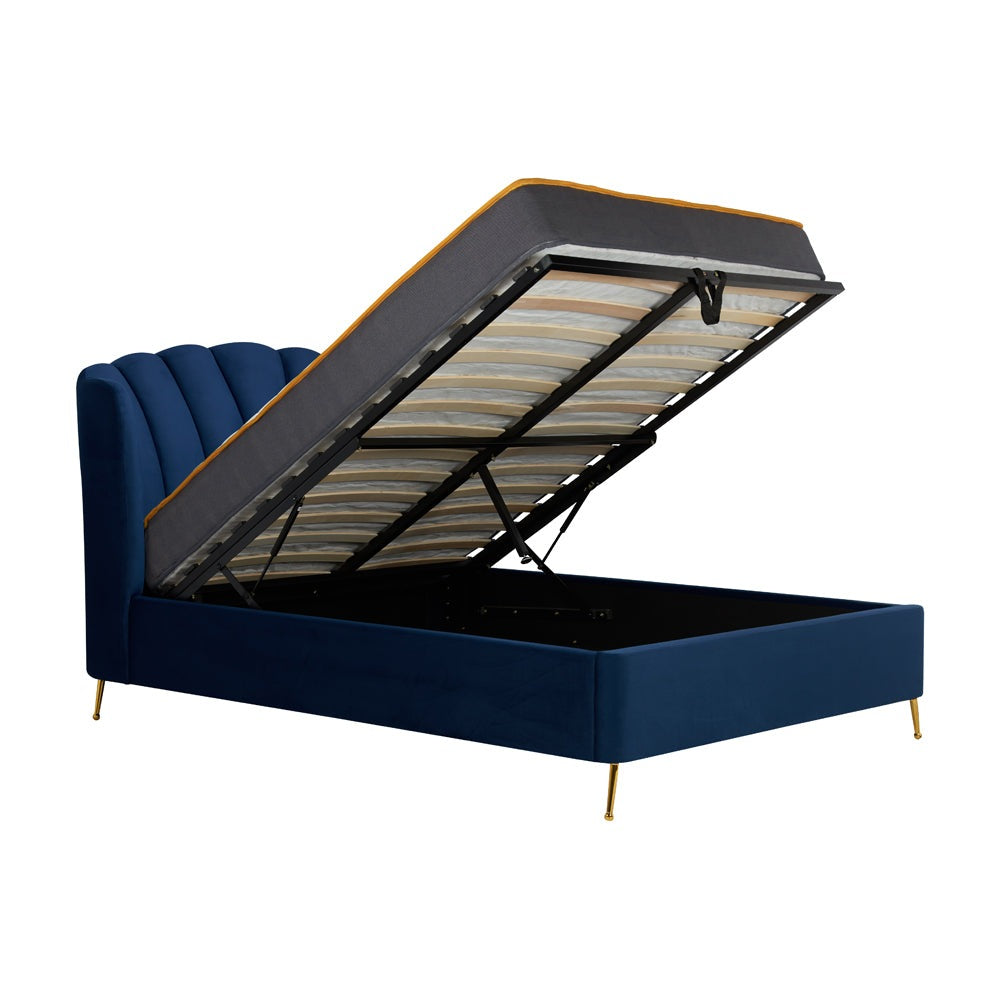 Product photograph of Olivia S Lucy Fabric Ottoman Bed In Midnight Blue Double from Olivia's.