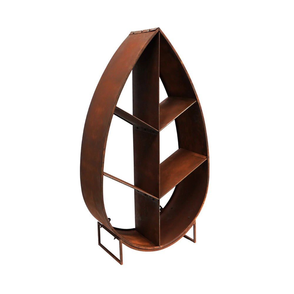 Product photograph of Ivyline Leaf On Stand Sculptural Log Storage Natural Rust from Olivia's