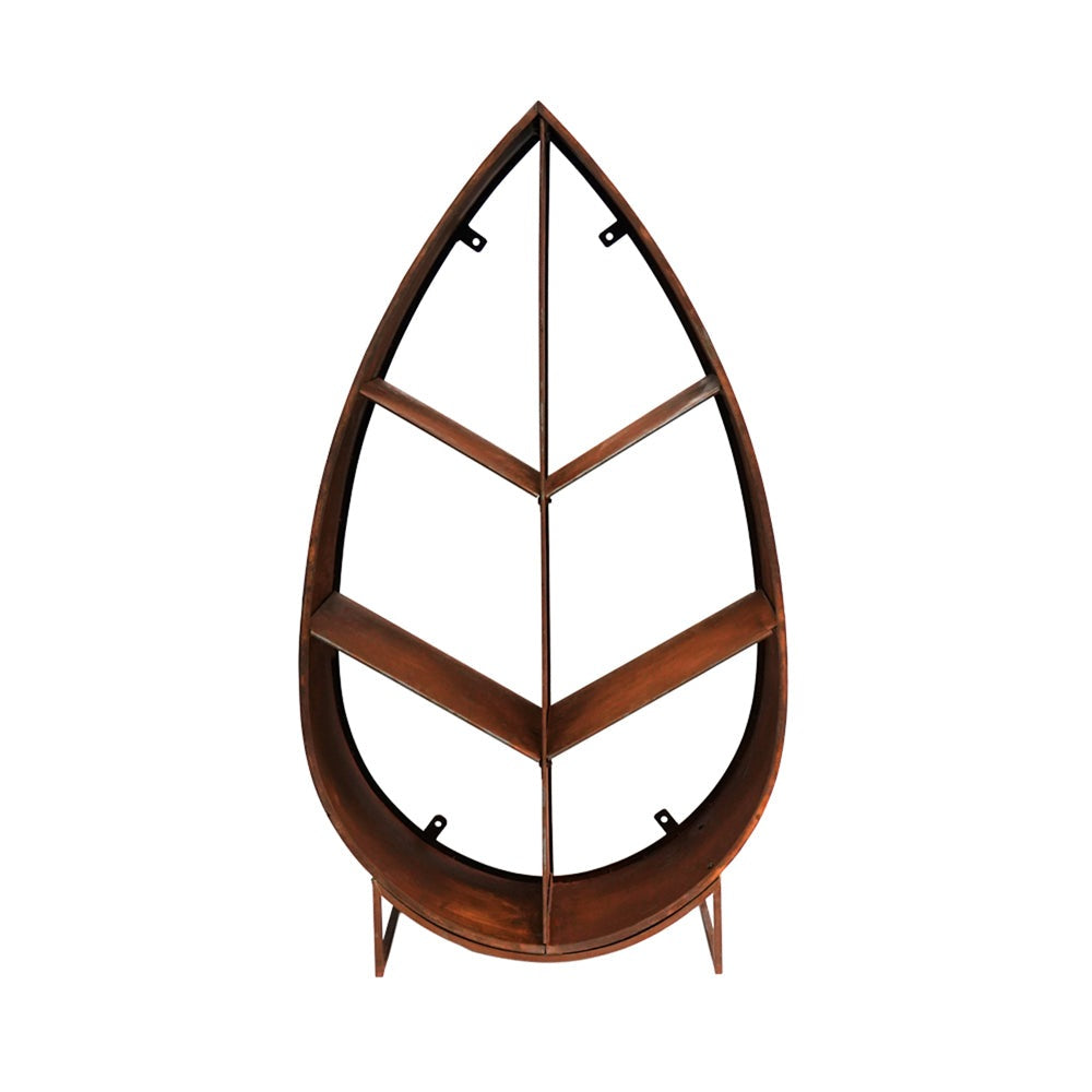 Product photograph of Ivyline Leaf On Stand Sculptural Log Storage Natural Rust from Olivia's.