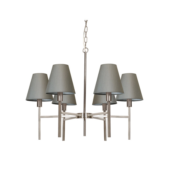 Product photograph of Elstead Lucerne 6 Light Chandelier Brushed Nickel from Olivia's