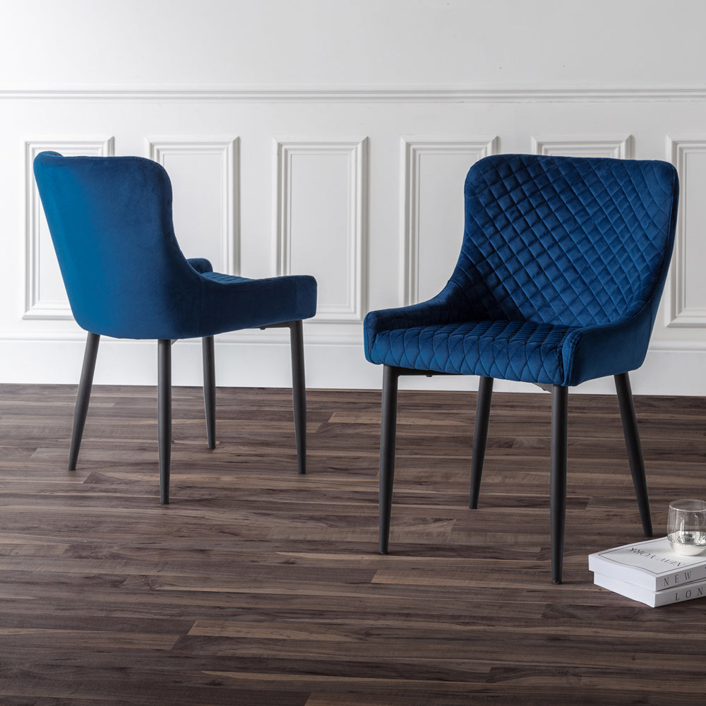 Product photograph of Olivia S Set Of 2 Velvet Dining Chairs In Blue from Olivia's