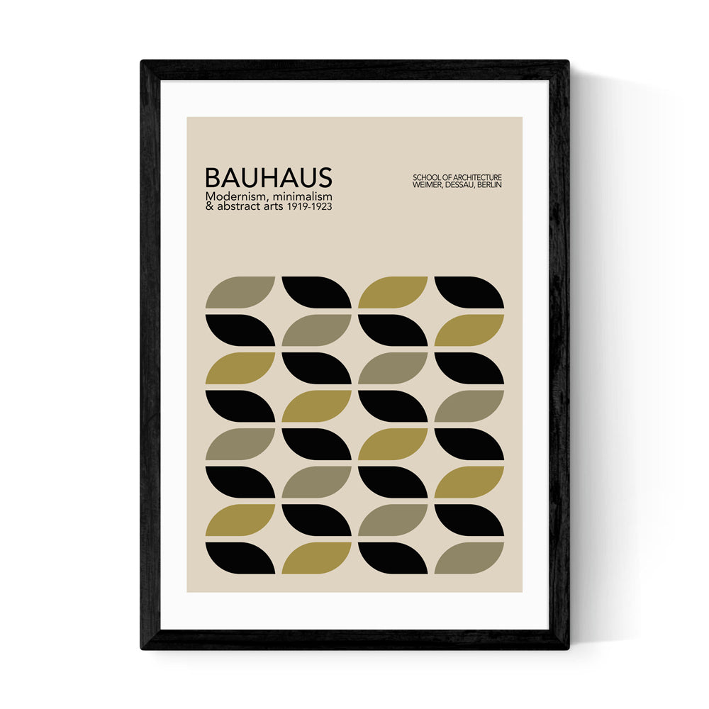 Product photograph of Mid Century Modern Bauhaus By Luxe Poster Co - A2 Black Framed Art Print from Olivia's