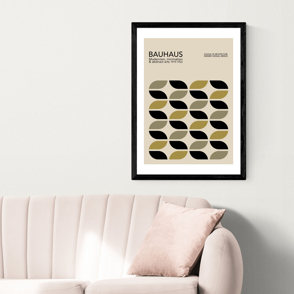 Product photograph of Mid Century Modern Bauhaus By Luxe Poster Co - A2 Black Framed Art Print from Olivia's.