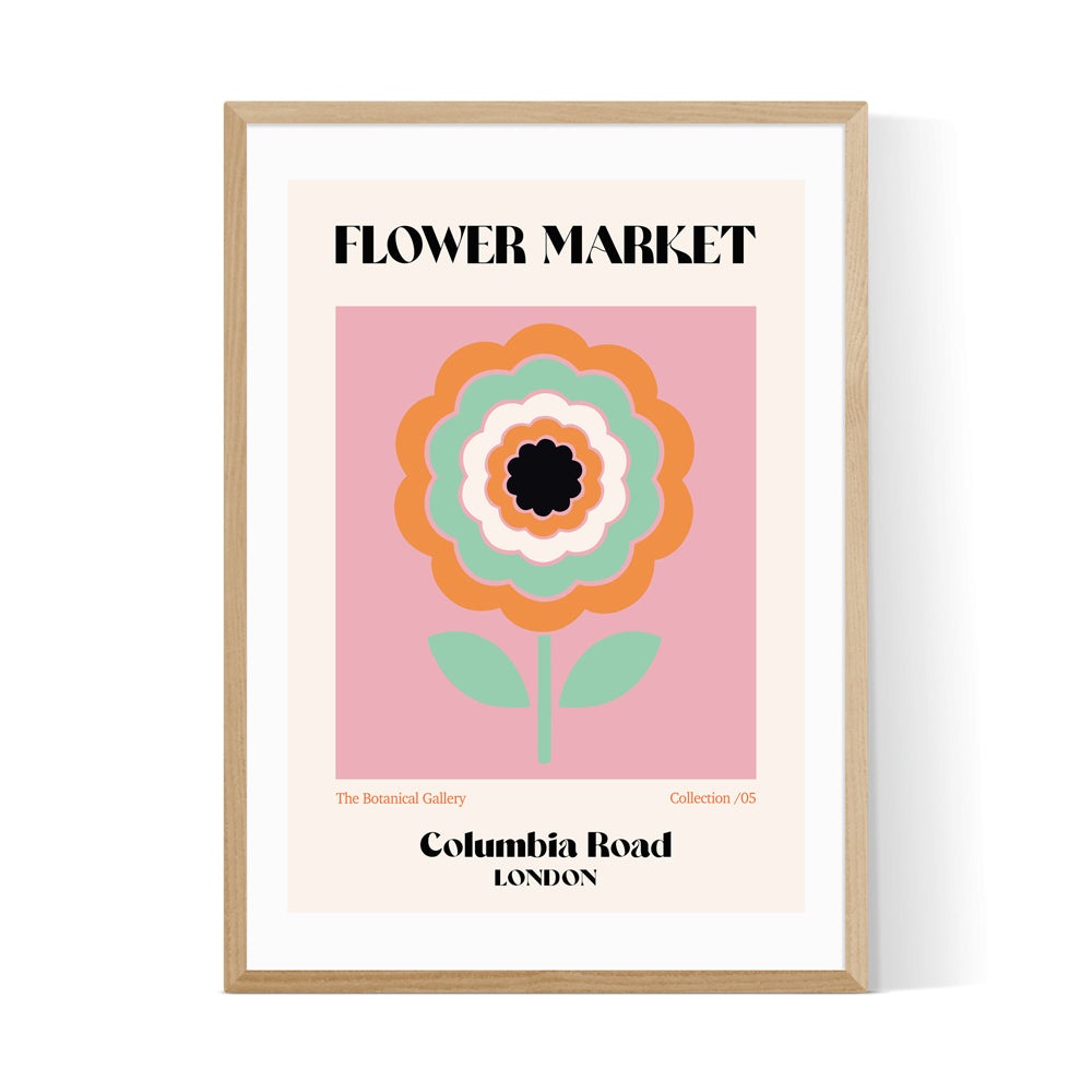 Product photograph of Columbia Road Flower Market By Luxe Poster Co By Luxe Poster Co - A1 Oak Framed Art Print from Olivia's