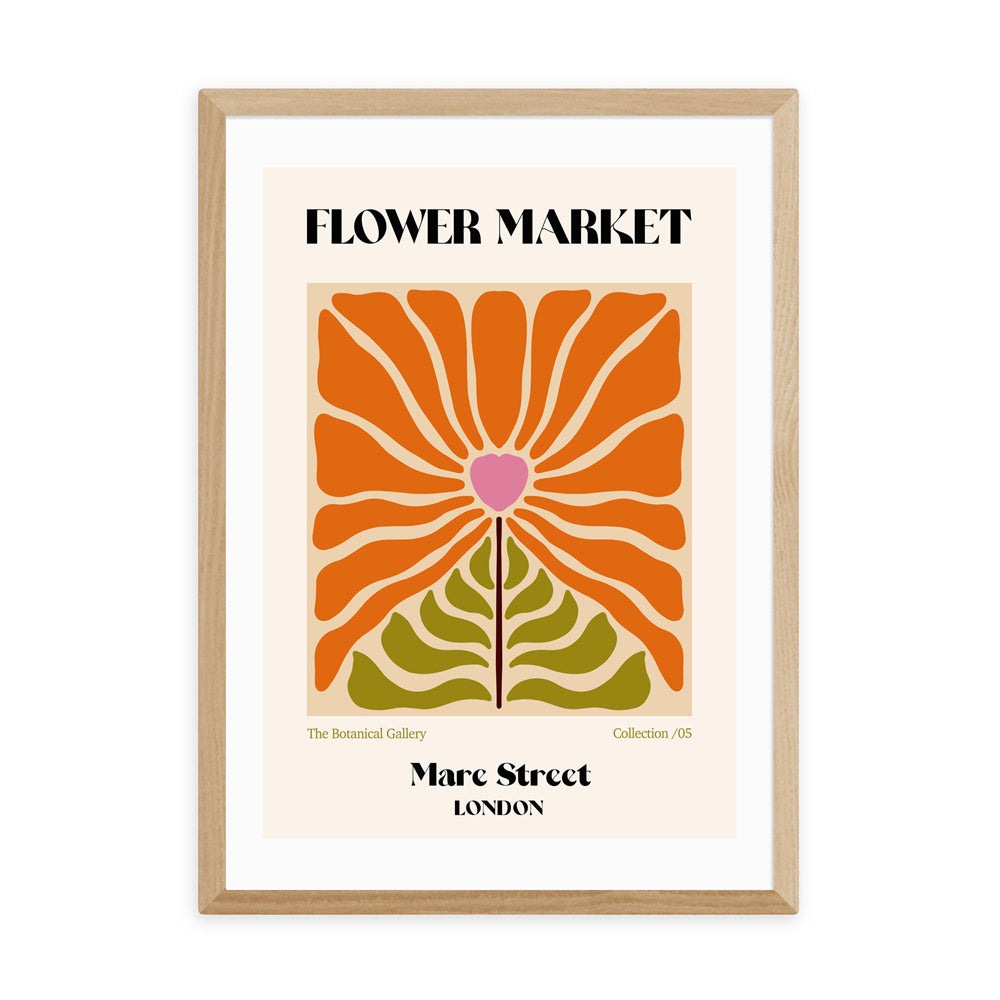 Product photograph of Mare Street Flower Market By Luxe Poster Co - A3 Oak Framed Art Print from Olivia's