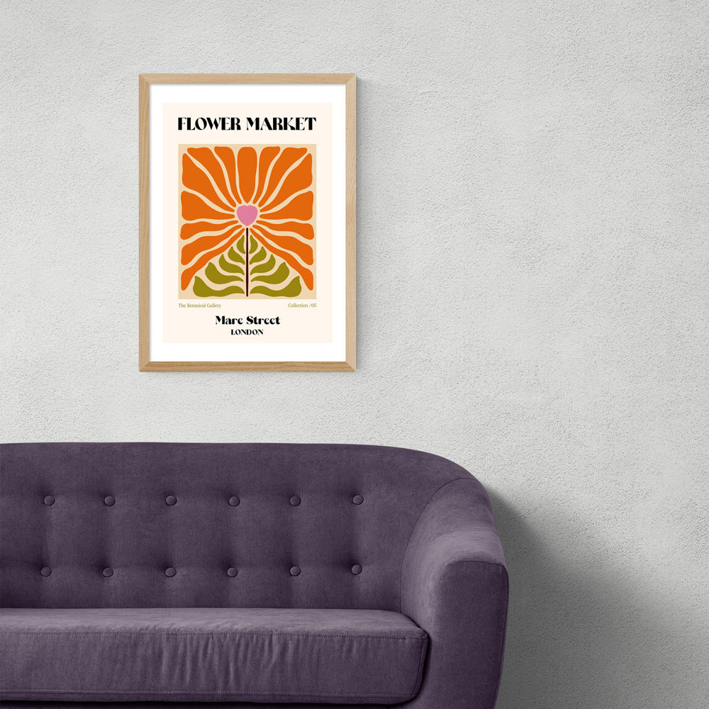 Product photograph of Mare Street Flower Market By Luxe Poster Co - A3 Oak Framed Art Print from Olivia's.