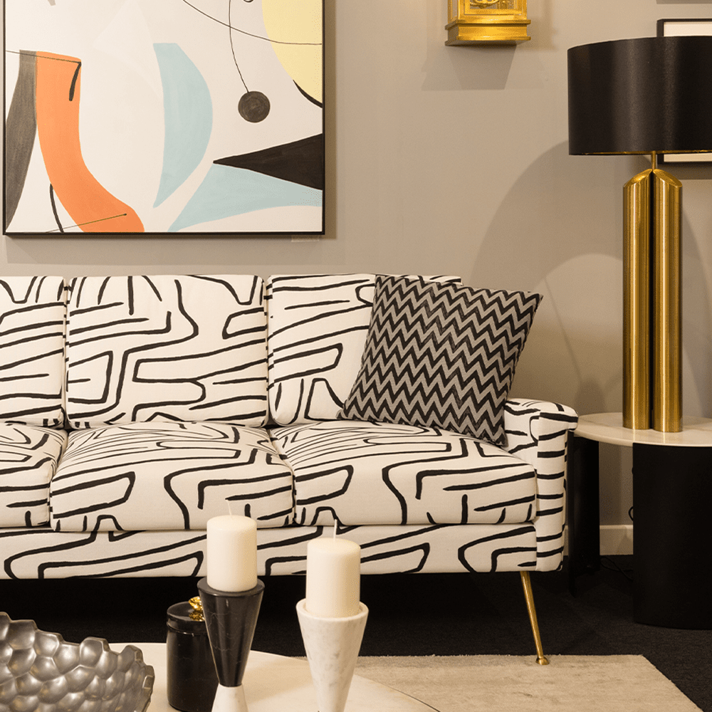 Product photograph of Liang Eimil Lidmar 3 Seater Sofa - Zebra Black White from Olivia's.