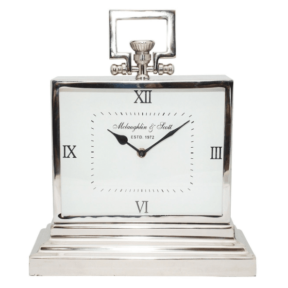 Product photograph of Libra Interiors Latham Medium Aluminium Rectangular Clock With Roman Numerals from Olivia's.