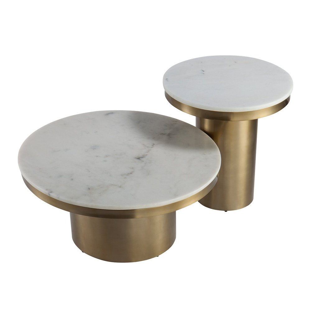 Product photograph of Liang Eimil Camden Round Coffee Table White Marble from Olivia's.