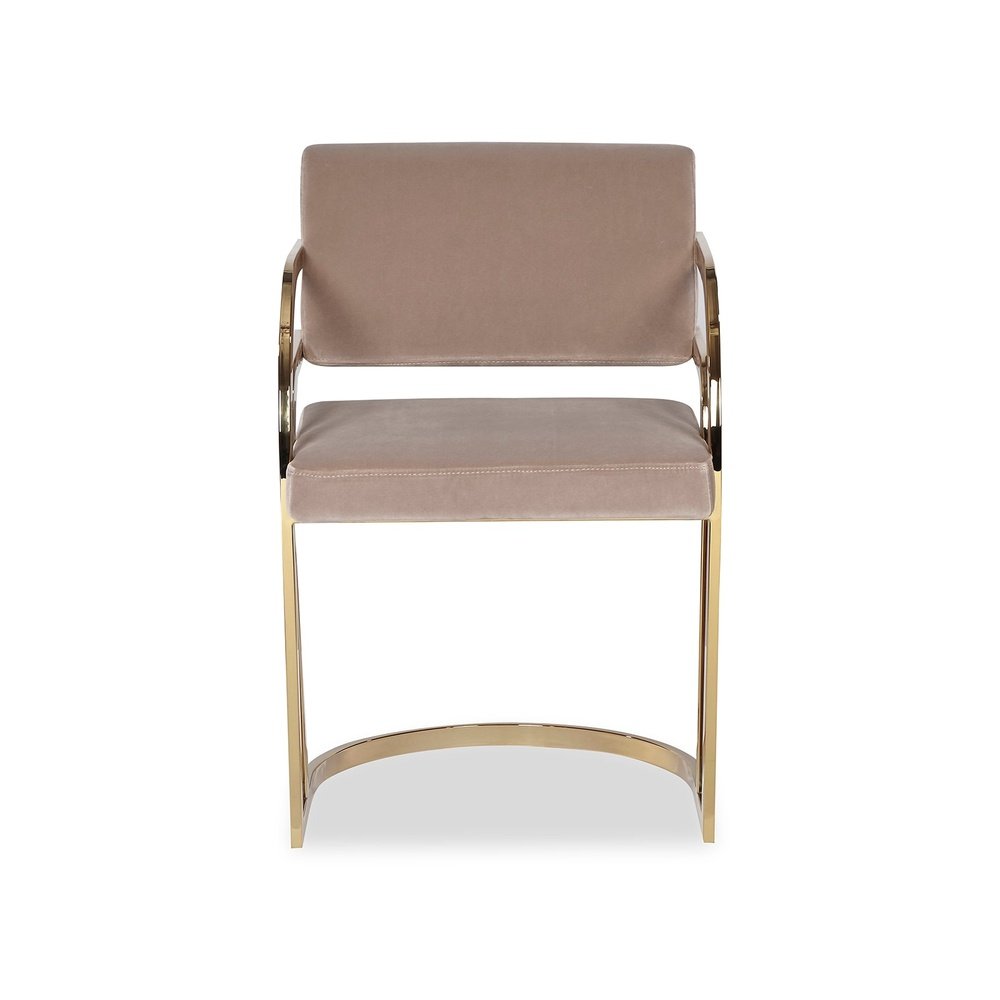 Product photograph of Liang Eimil Dylan Dining Chair Gainsborough Mink Velvet Polished Brass from Olivia's