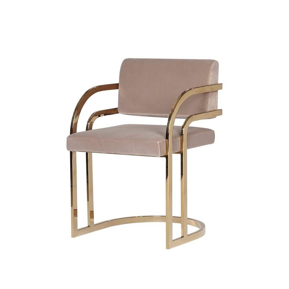 Product photograph of Liang Eimil Dylan Dining Chair Gainsborough Mink Velvet Polished Brass from Olivia's.