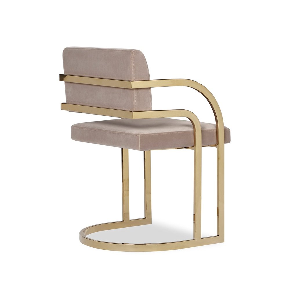 Product photograph of Liang Eimil Dylan Dining Chair Gainsborough Mink Velvet Polished Brass from Olivia's.