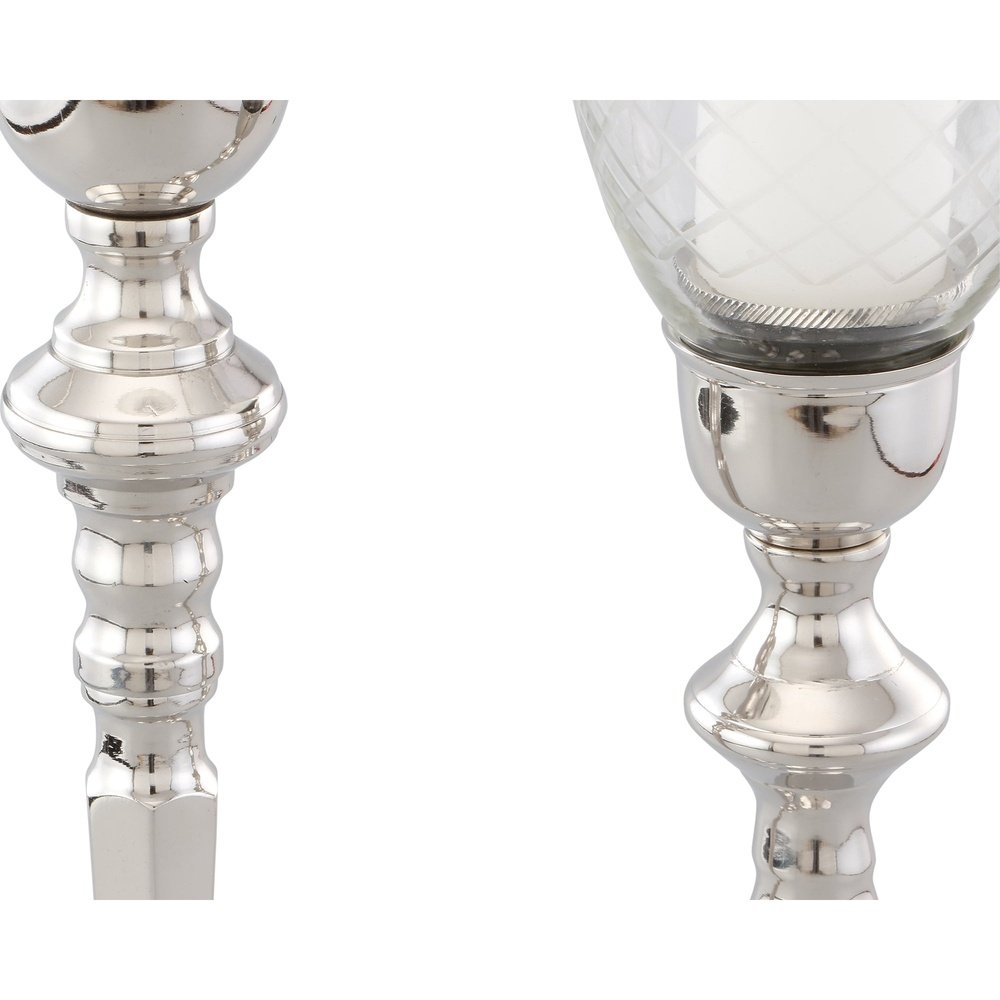 Product photograph of Liang Eimil Baluster Hurricane Candle Holder Nickel Set Of 2 from Olivia's.