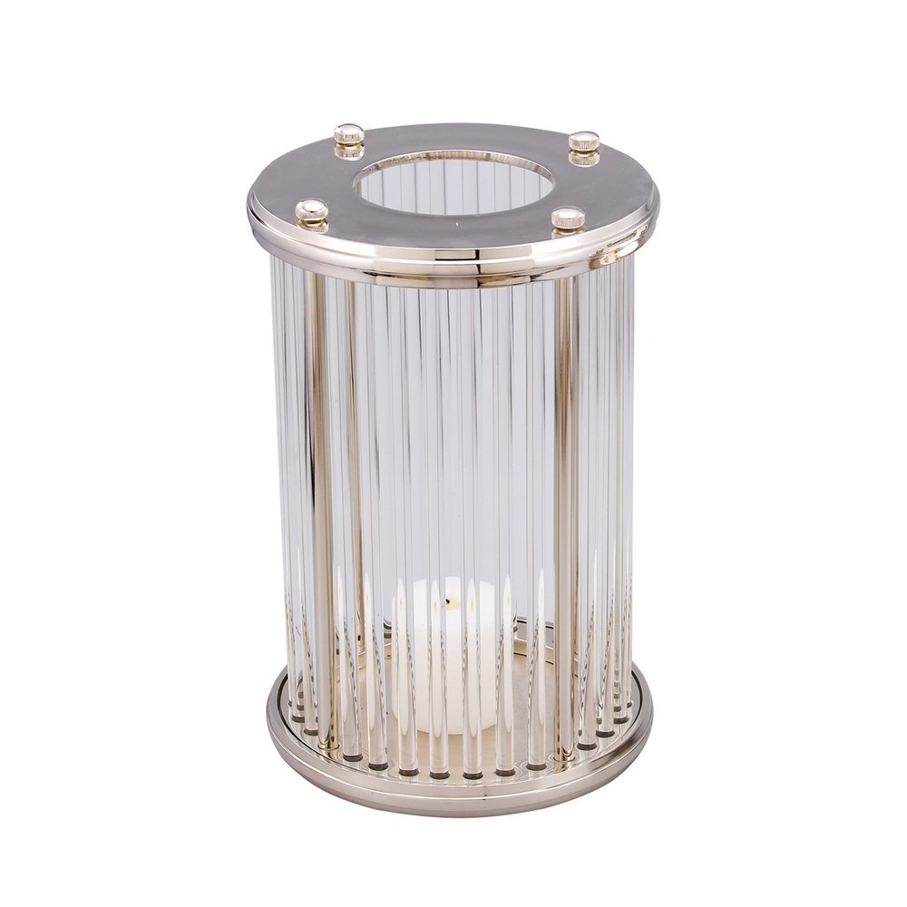 Product photograph of Liang Eimil Bethany Hurricane Candle Holder - Nickel Large from Olivia's