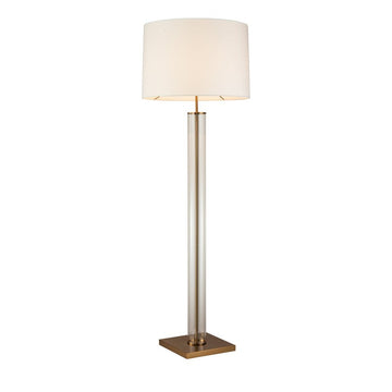 Diyas IL30065 Olivia Table Lamp White Shade 3 Light Antique Brass Crys