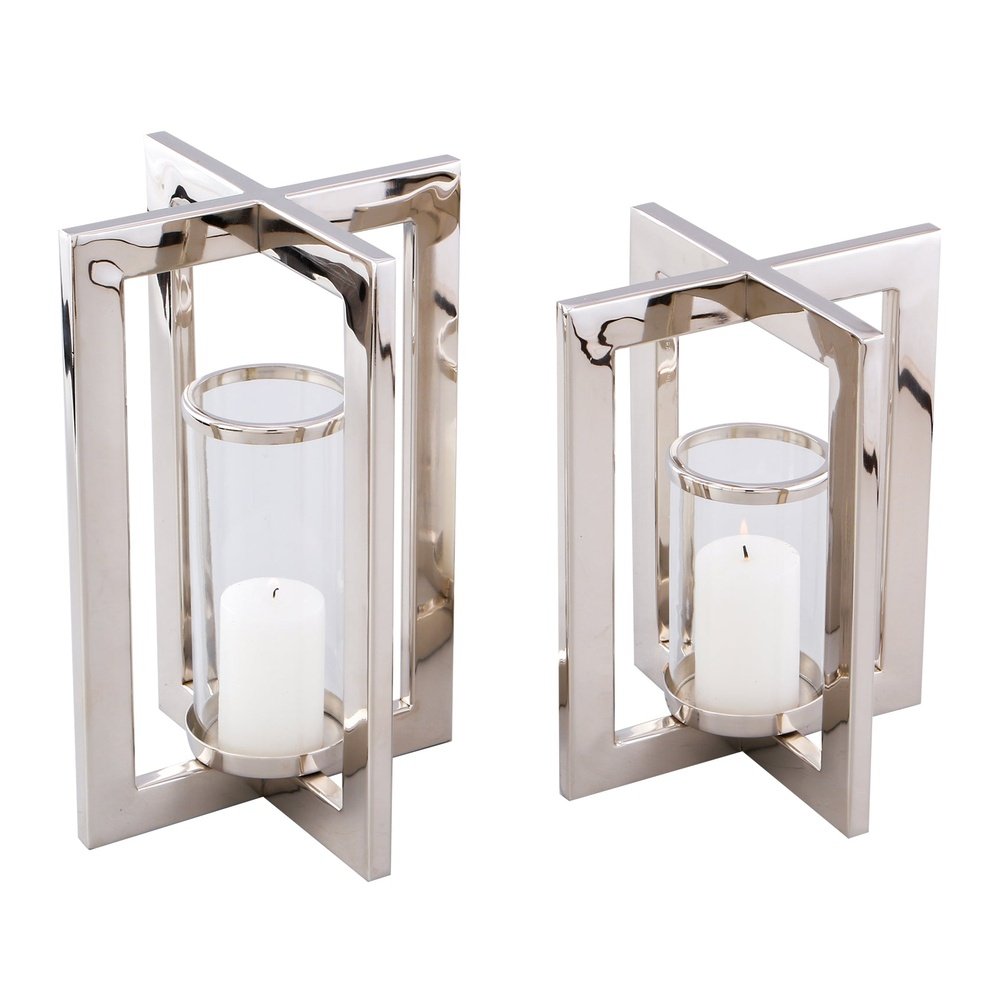 Product photograph of Liang Eimil Set Of 2 Crossfield Hurricanes Candle Holders from Olivia's