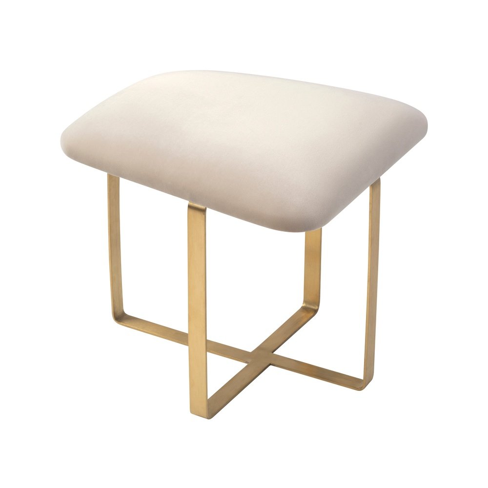 Product photograph of Liang Eimil Tatel Stool Gainsborough Limestone Velvet from Olivia's.