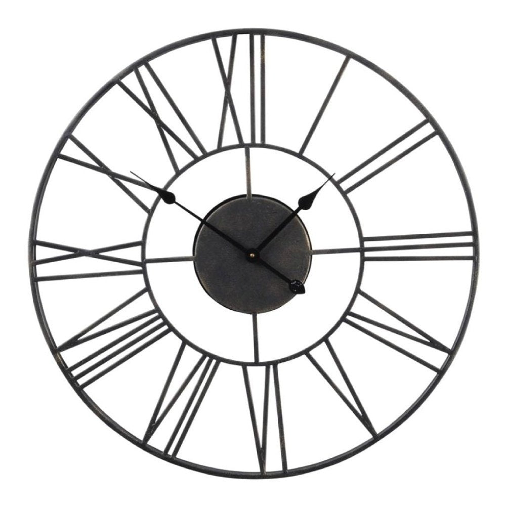 Product photograph of Libra Urban Botanic Collection - Antique Outdoor Skeletal Wall Clock Black from Olivia's