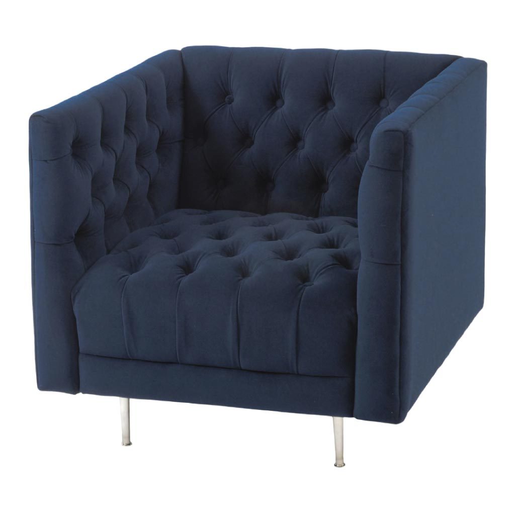 Product photograph of Libra Urban Botanic Collection - Arya Button Detail Occasional Chair Blue Velvet from Olivia's