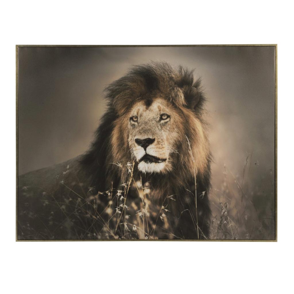 Product photograph of Libra Calm Neutral Collection - Lion Framed Canvas Wall Art from Olivia's