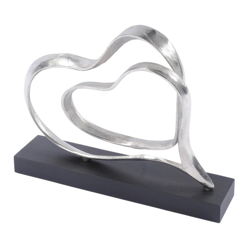 Product photograph of Libra Midnight Mayfair Collection - Double Heart Aluminium Sculpture Silver from Olivia's