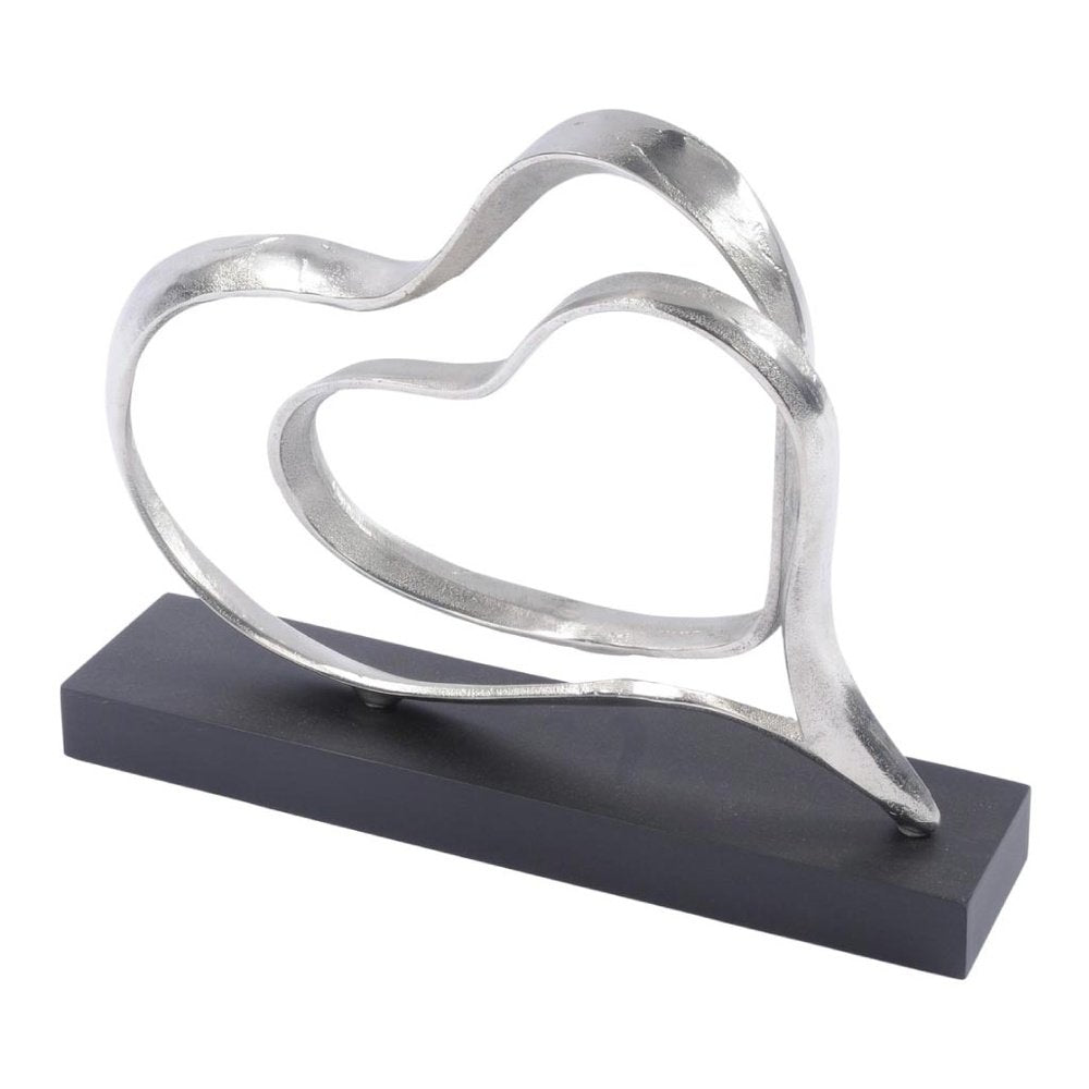 Libra Double Heart Aluminium Sculpture Silver