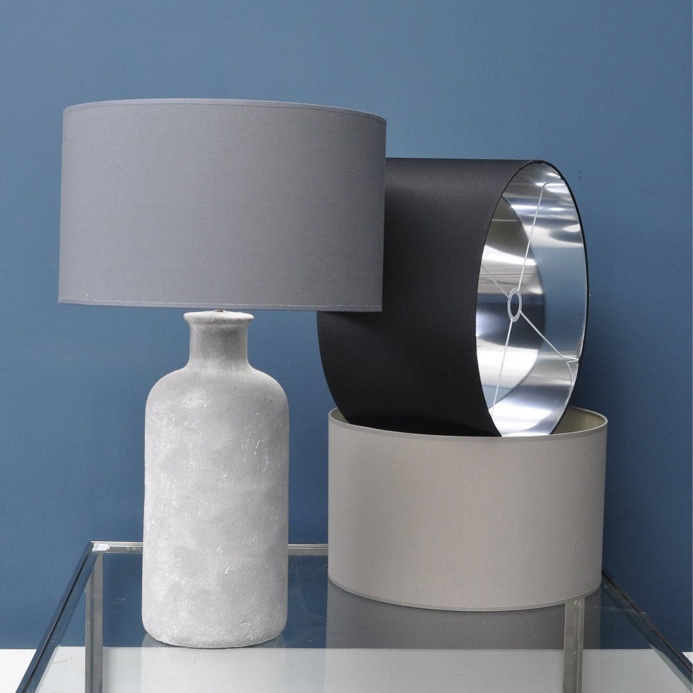 Product photograph of Libra Urban Botanic Collection - Lined Drum 20 Lampshade Taupe And Champagne from Olivia's.