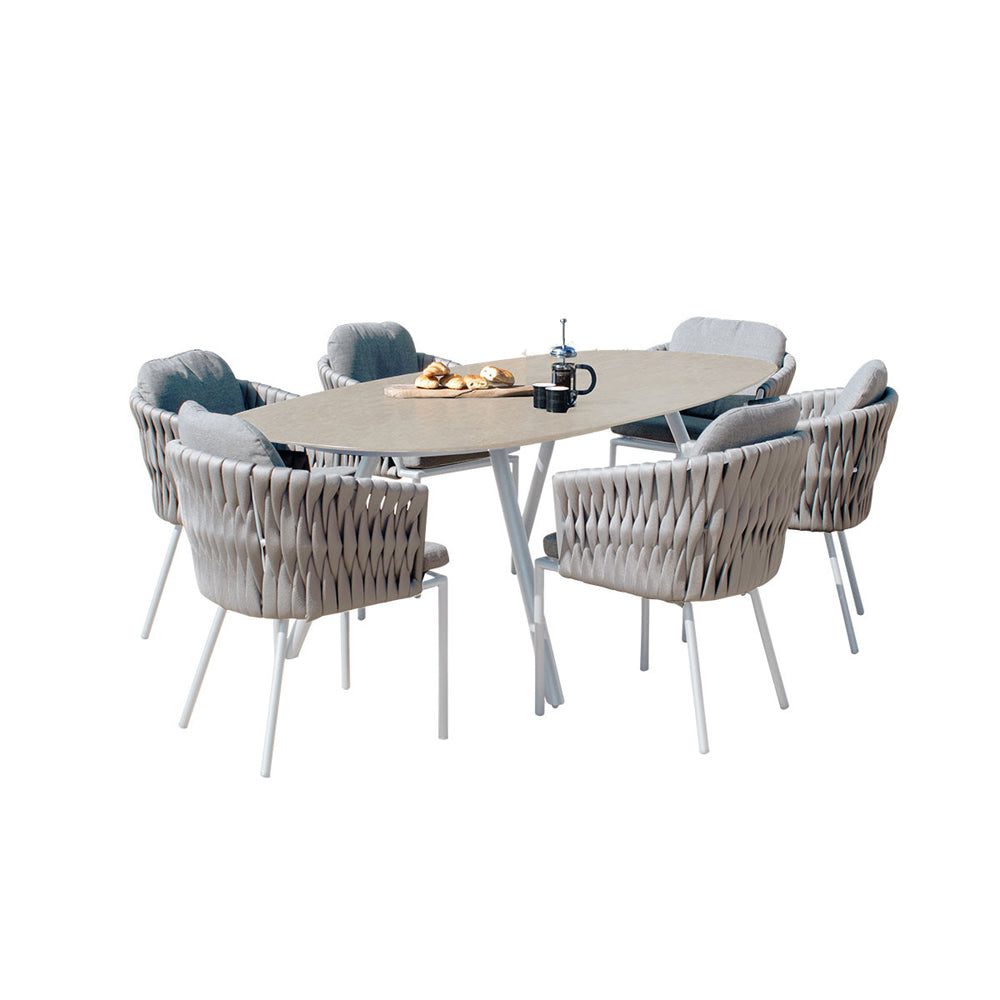 Product photograph of Maze Marina 6 Seat Dining Set Sandstone from Olivia's