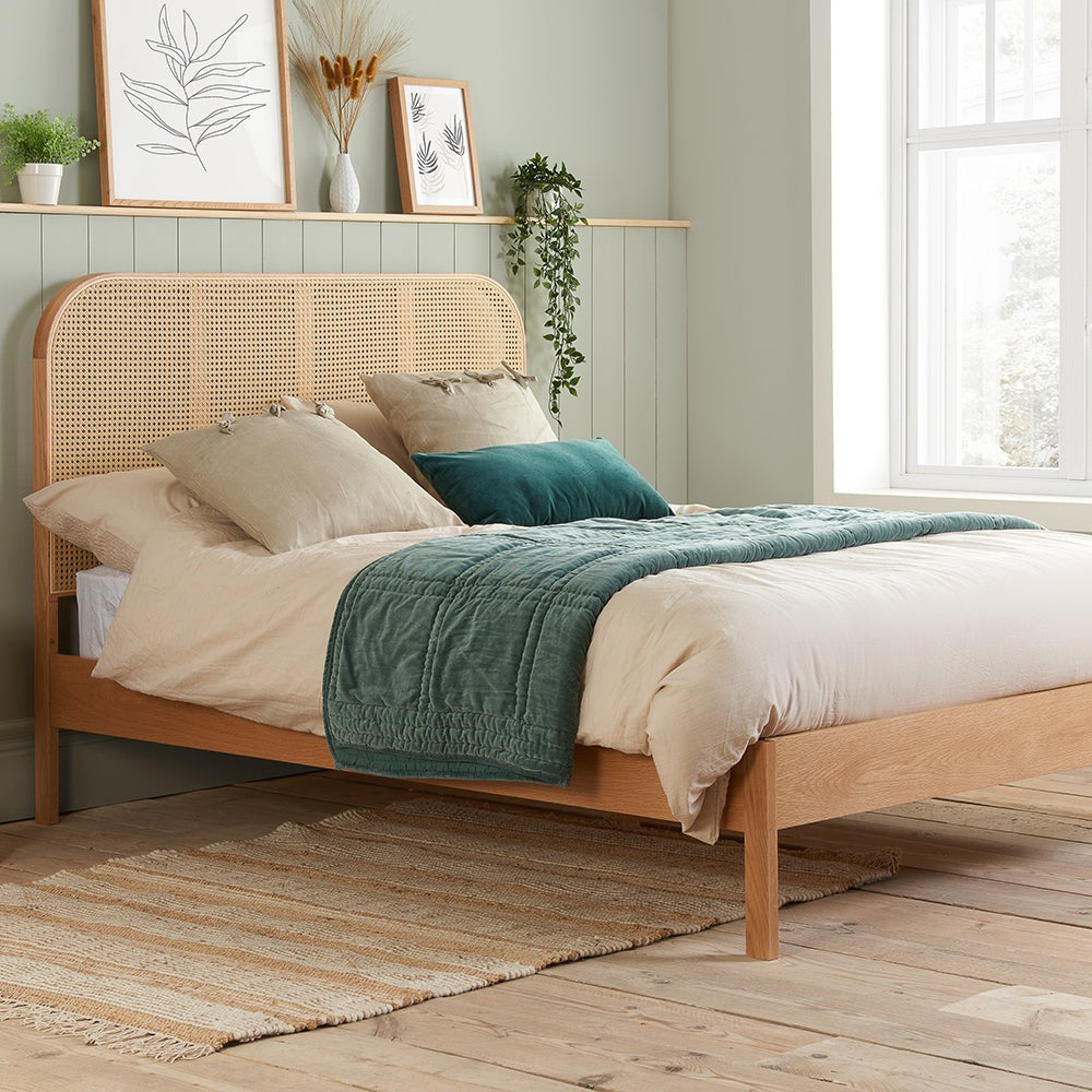 Olivias Maggie Rattan Bed In Oak Kingsize