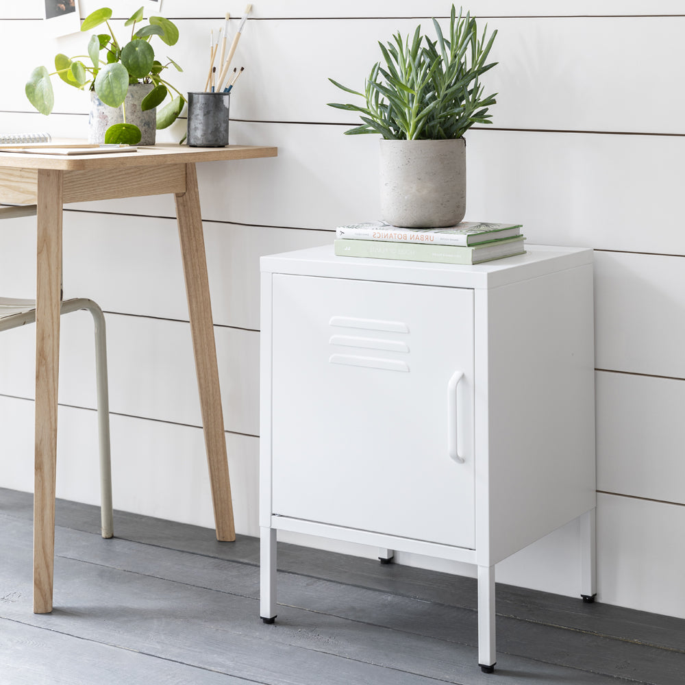 Product photograph of Garden Trading Small Marlborough Locker In Lily White Steel - Left from Olivia's