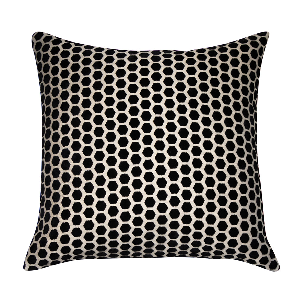 Product photograph of Malini Jorvik Cushion In Velvet Black from Olivia's