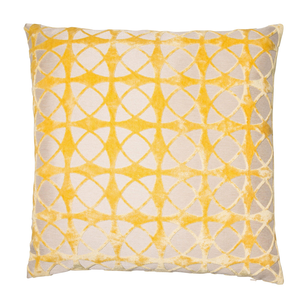 Product photograph of Malini Cut Velvet Spiral Cushion In Mustard - 56 X 56cm from Olivia's