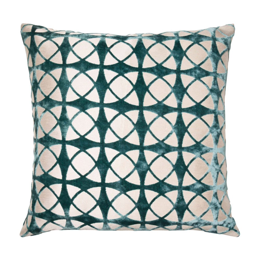 Malini Cut Velvet Spiral Cushion In Teal 56 X 56cm