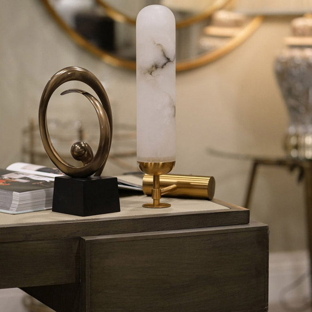 Product photograph of Mindy Brownes Erindale Table Lamp In Gold And White from Olivia's.